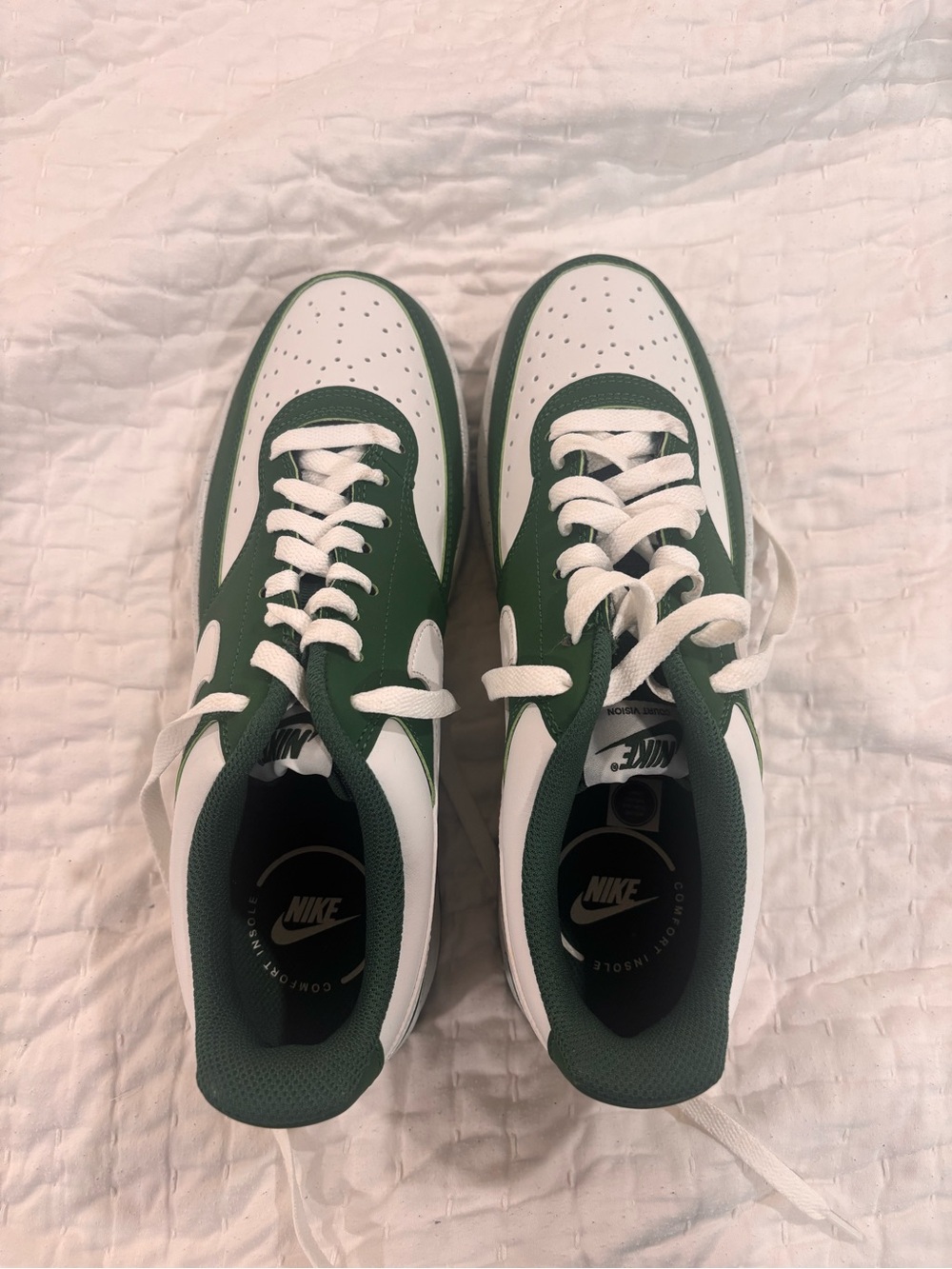 Nike Court Vision Low Next Nature Sneakers White Green Women's Size 11 NWOB